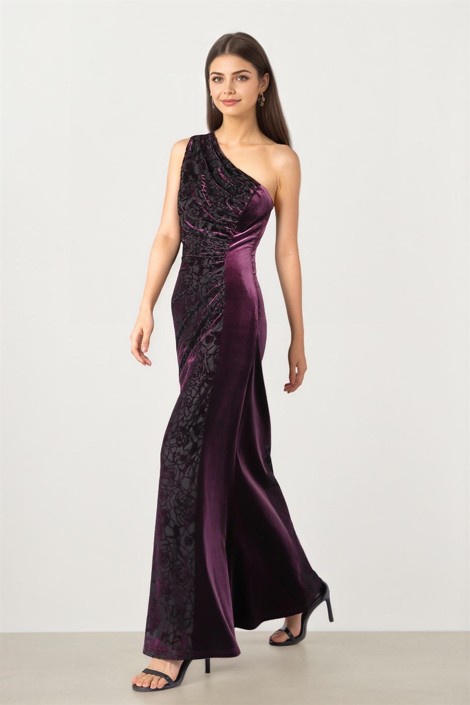 Purple Devoré Velvet Dress