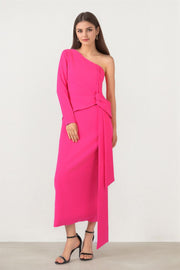 Fuchsia One-Shoulder Dress