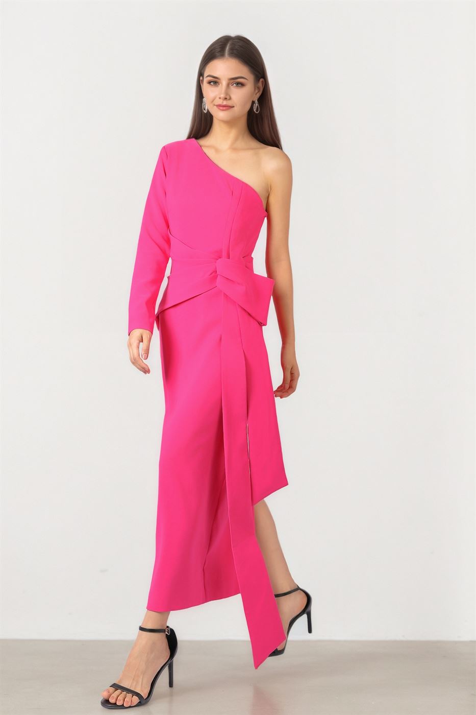 fuchsia one shoulder dress Fuchsia One-Shoulder Dress
