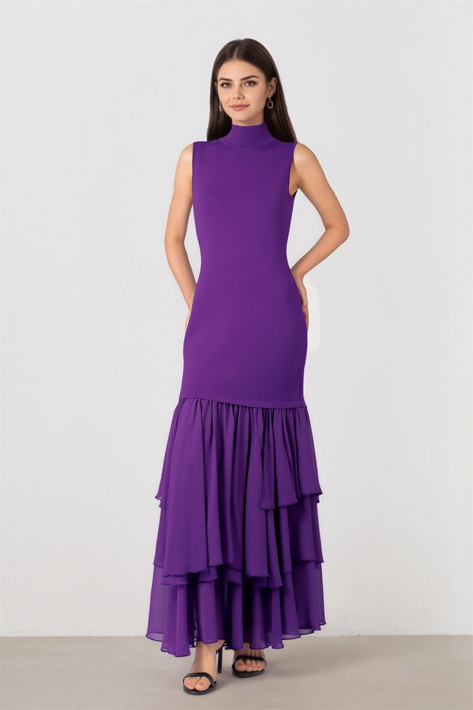 PURPLE KNITTED MAXI DRESS