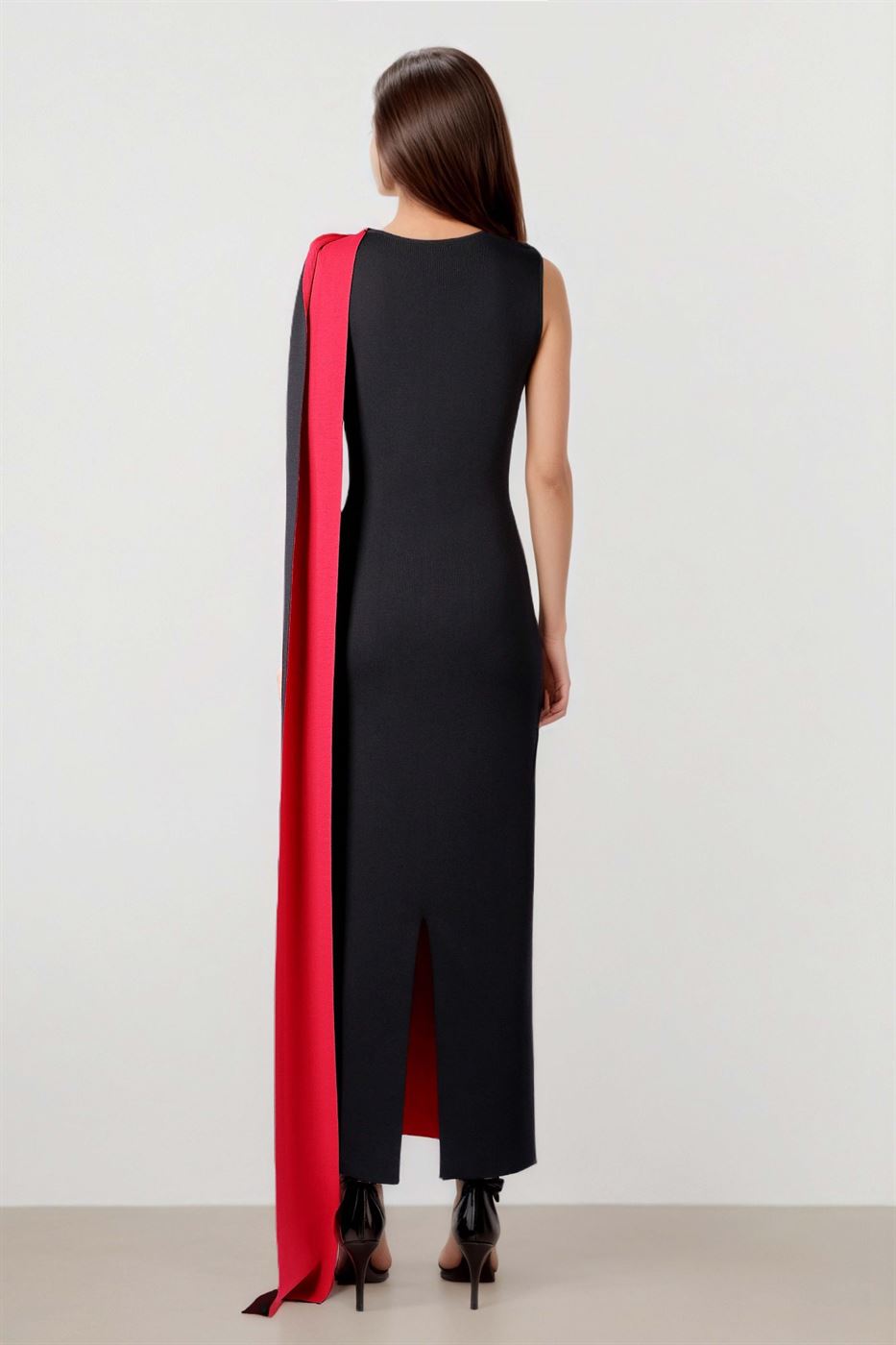 Knit Dress with Shoulder Scarf