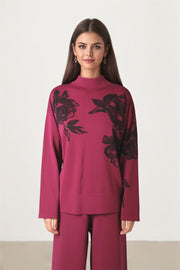 Floral Print Knit Pullover