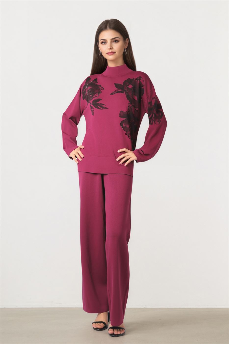 Floral Print Knit Pullover