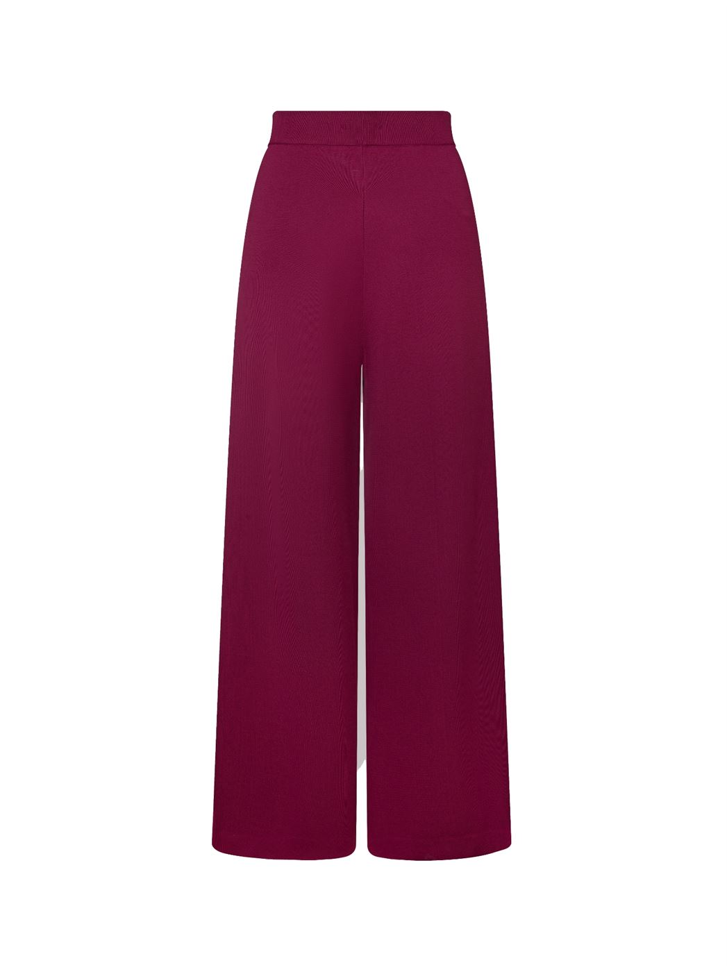 Burgundy Wide-Leg Knit Pants