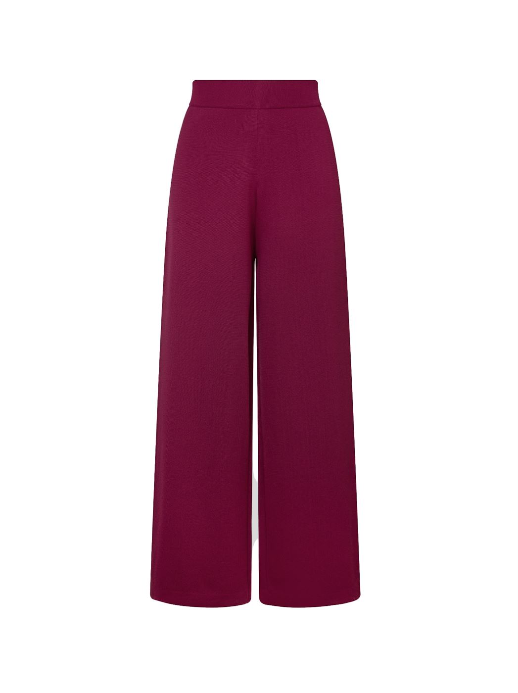 Burgundy Wide-Leg Knit Pants