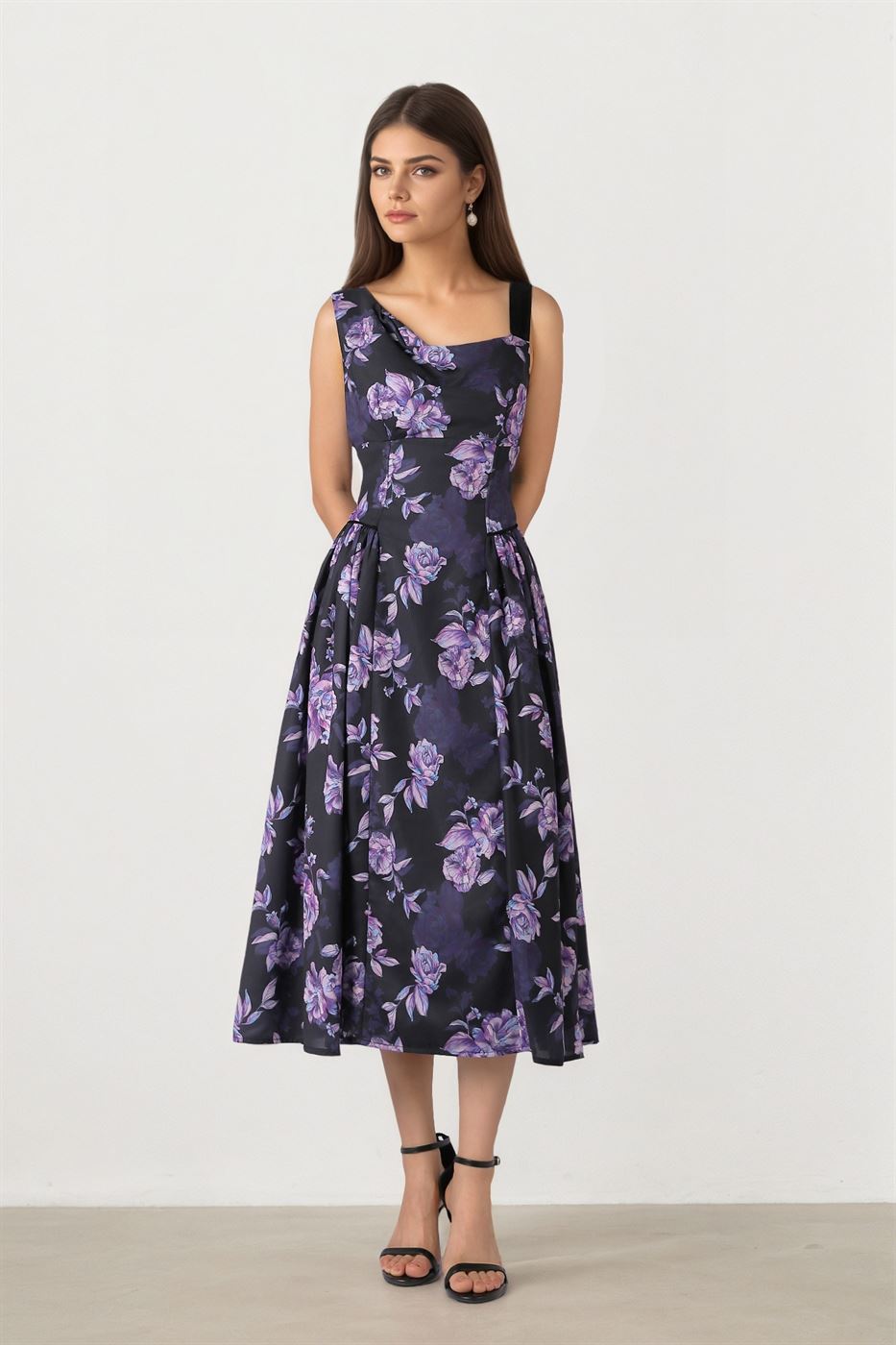 FLORAL PRINT MIDI DRESS