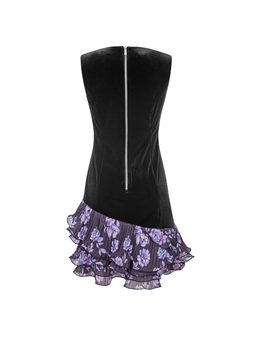 Floral Ruffle Velvet Dress