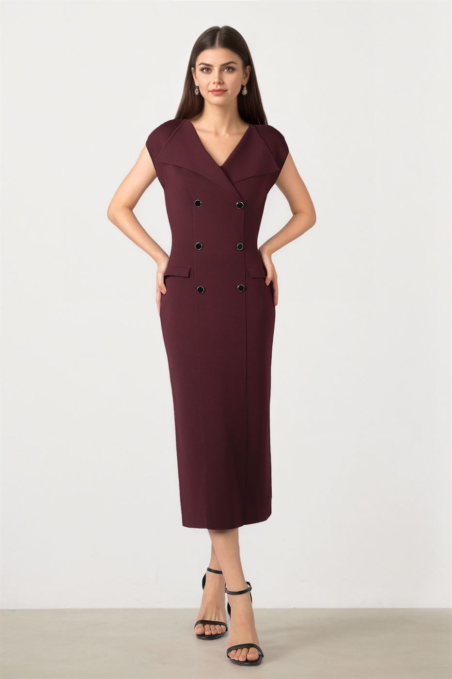 DOULBE BREASTED KNITTED DRESS