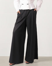 Crepe Wide-Leg Pants With Belt