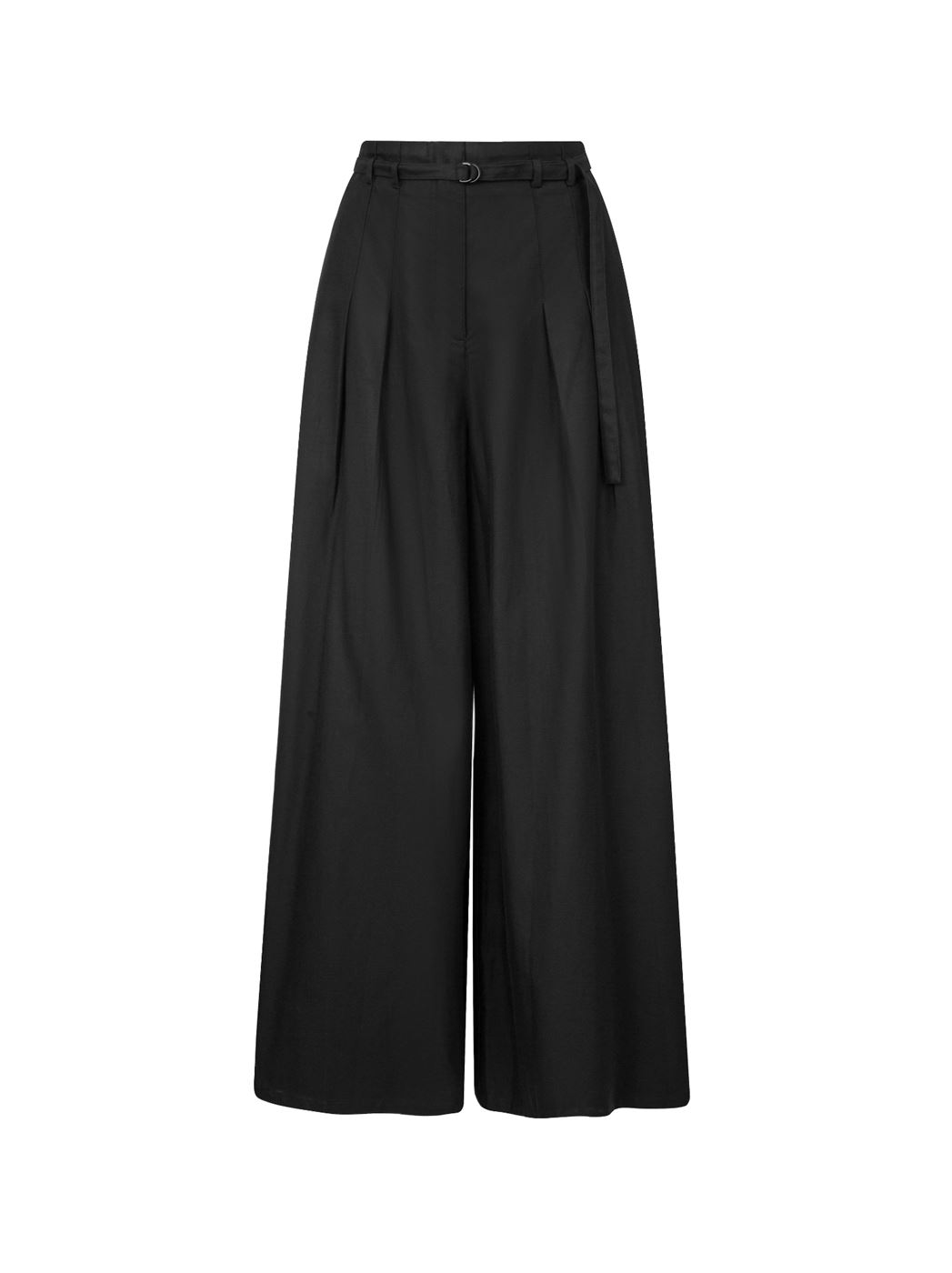 Crepe Wide-Leg Pants With Belt