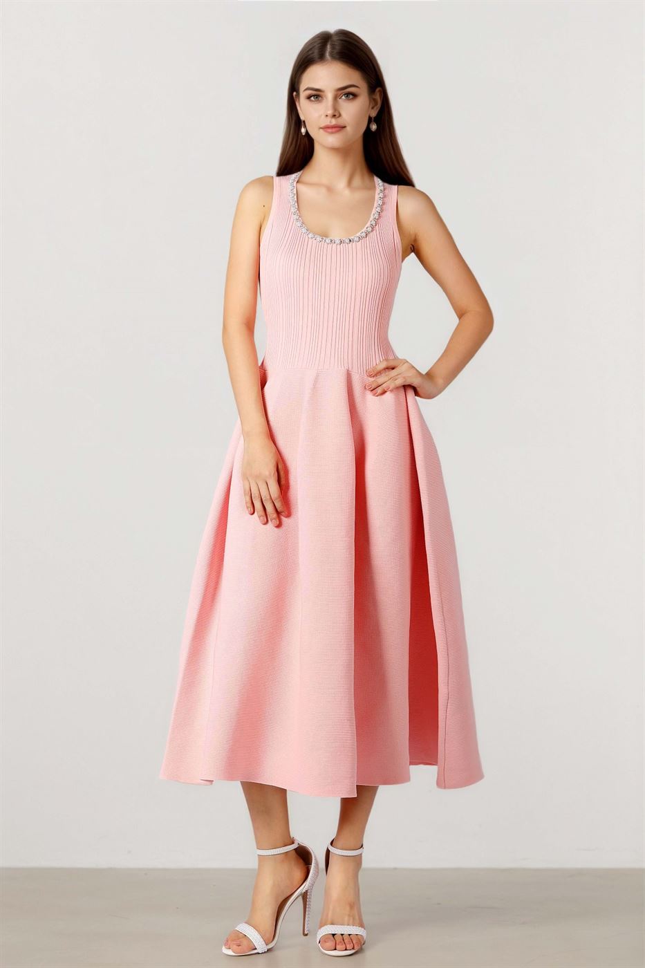 Knit Dress with Pearls & Stones