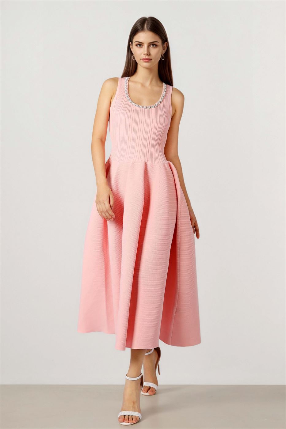 Knit Dress with Pearls & Stones