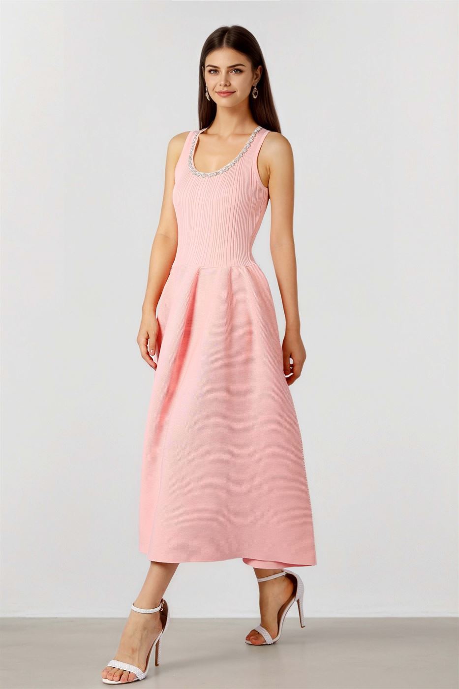 Knit Dress with Pearls & Stones