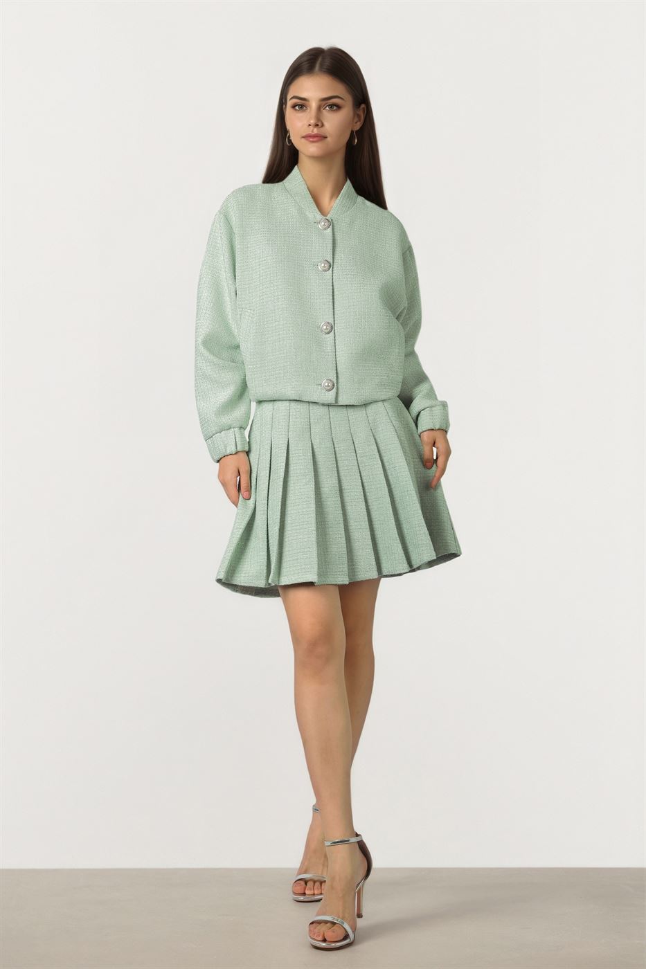 Mint Tweed Skirt