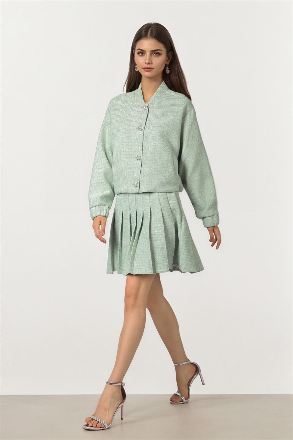 Mint Tweed Skirt