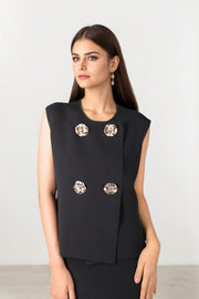 Knit Pullover with Statement Buttons