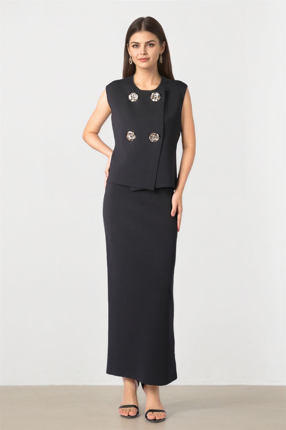 Knit Pullover with Statement Buttons