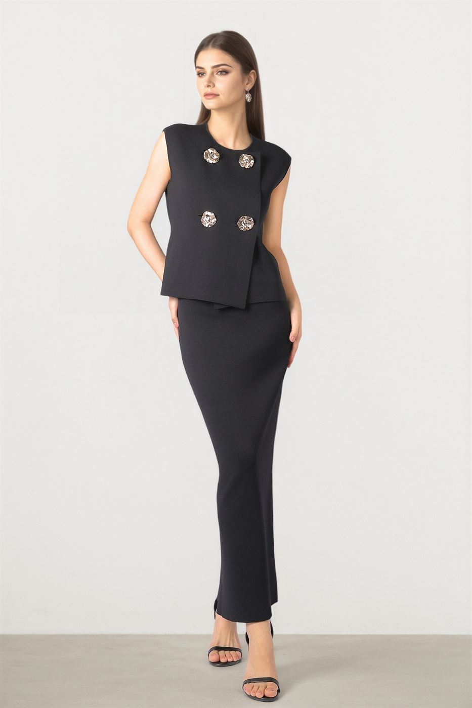 Knit Pullover with Statement Buttons