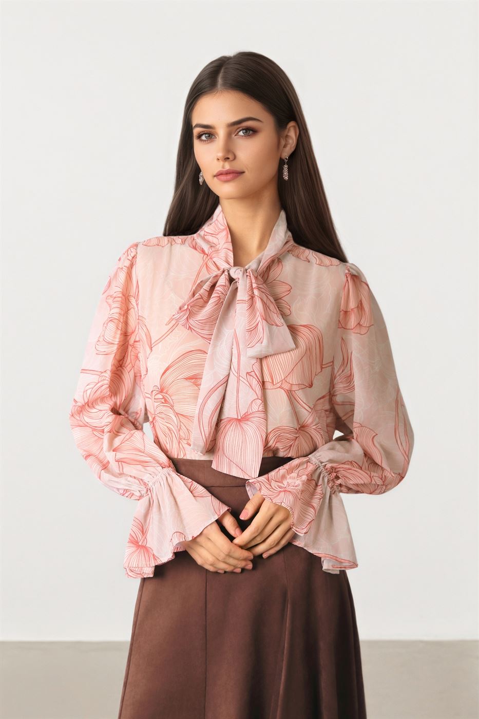 CHIFFON BLOUSE WITH  SCARF