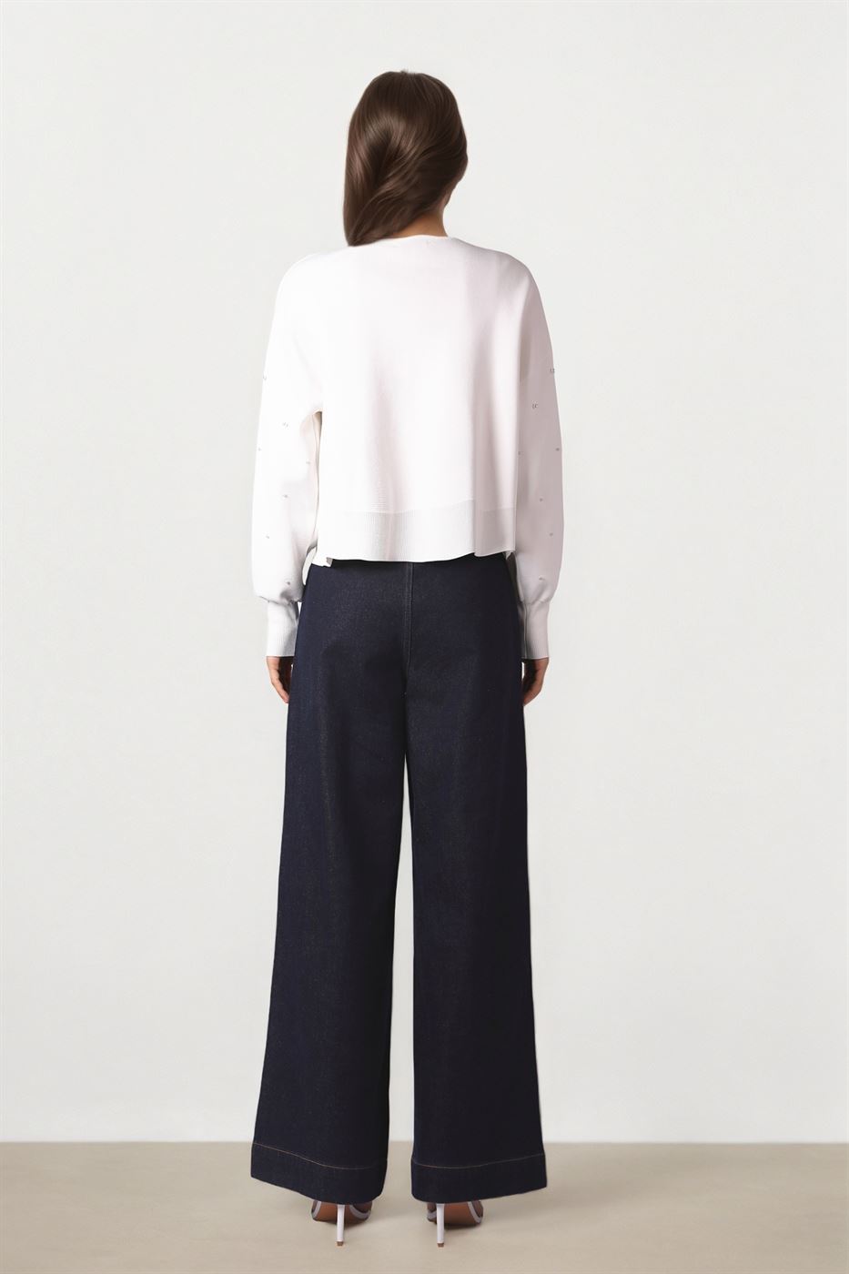 Pearl-Embellished Cropped Cardigan