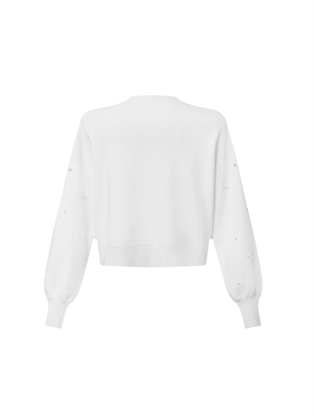 Pearl-Embellished Cropped Cardigan
