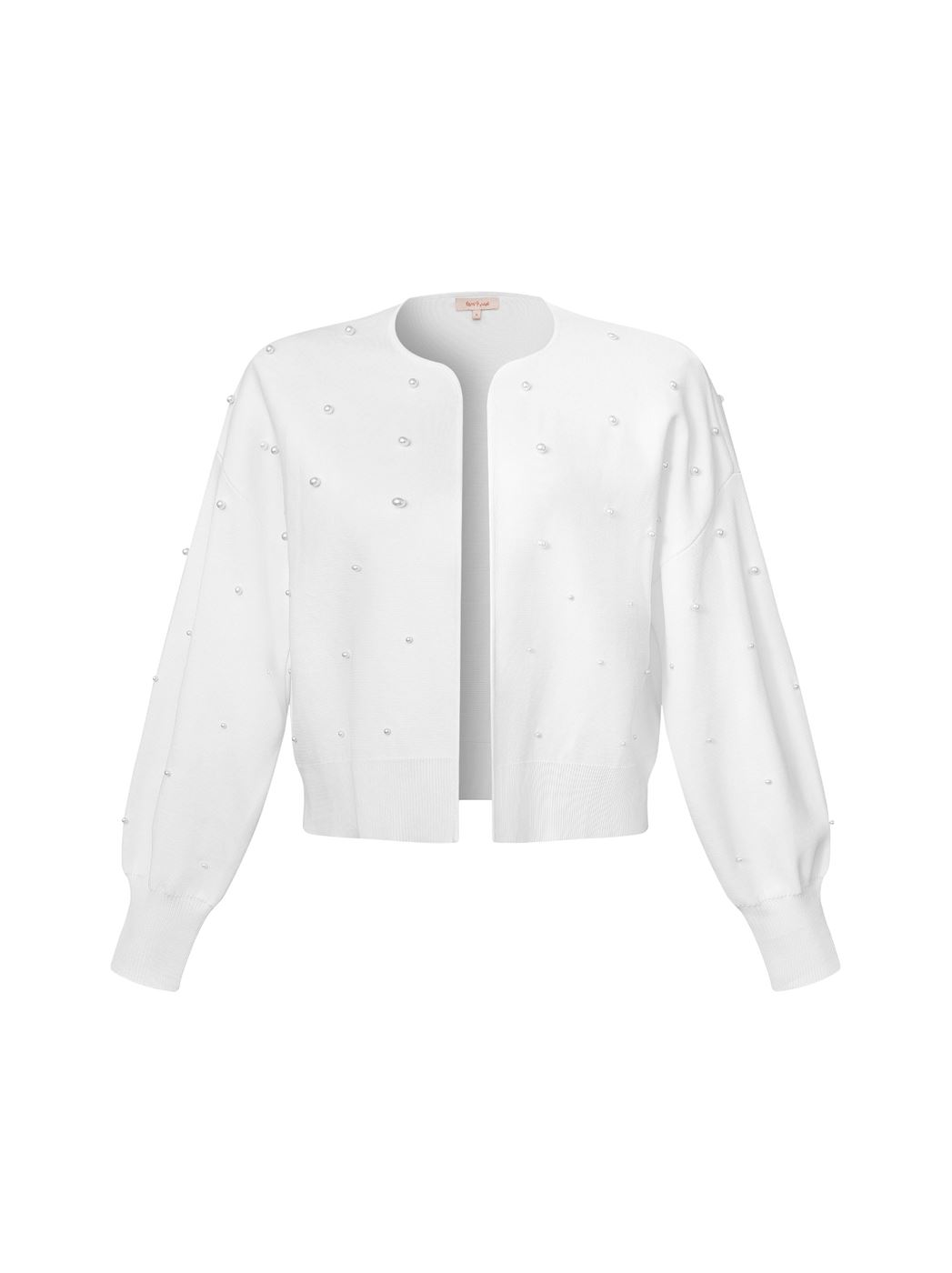Pearl-Embellished Cropped Cardigan