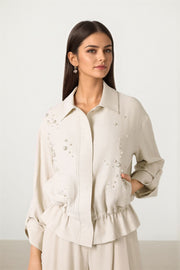 Beige Top With Pearls