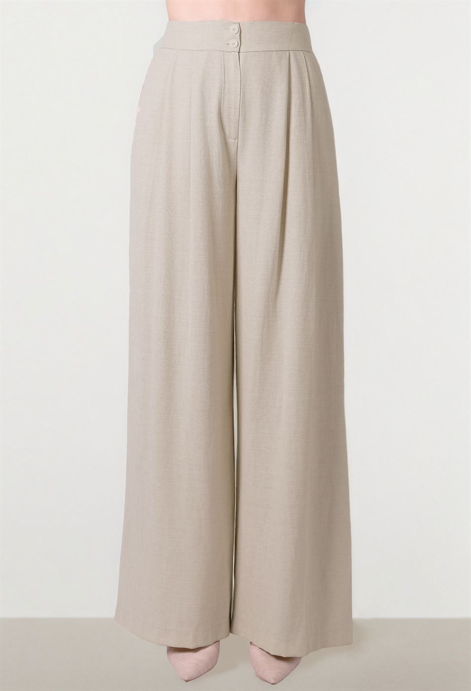BEIGE WIDE LEG PANTS
