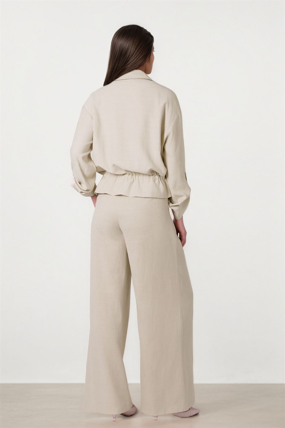 BEIGE WIDE LEG PANTS