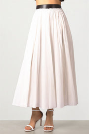 White Skirt with Leather Waistband
