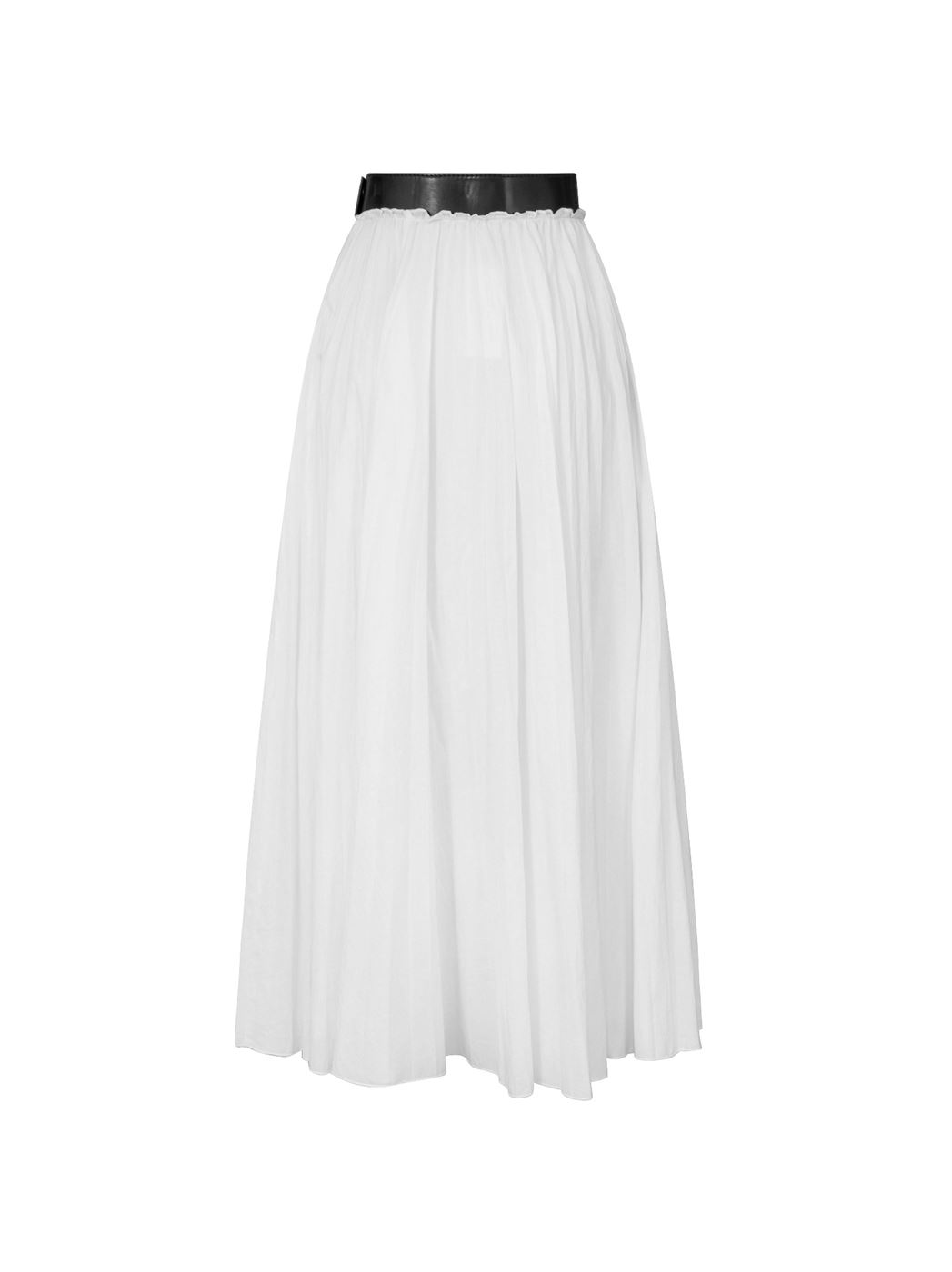 White Skirt with Leather Waistband