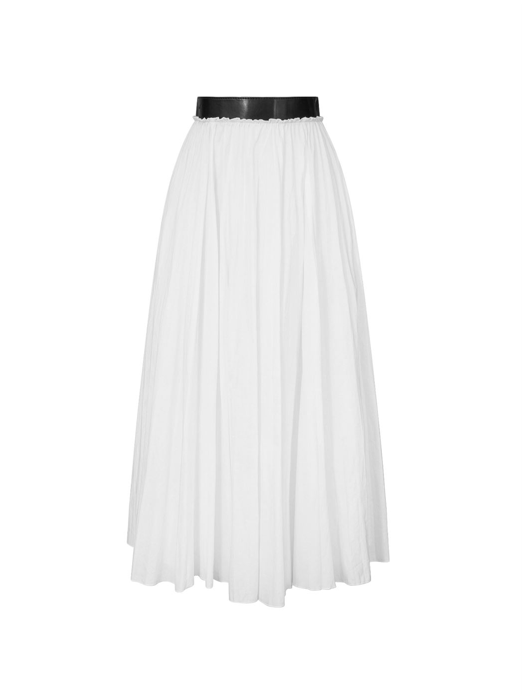 White Skirt with Leather Waistband