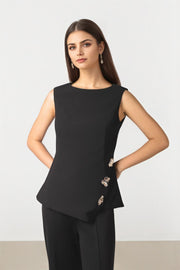 Black Top With Gold Statement Detail