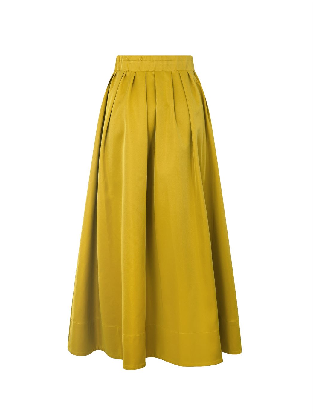 Olive Taffeta Midi Skirt