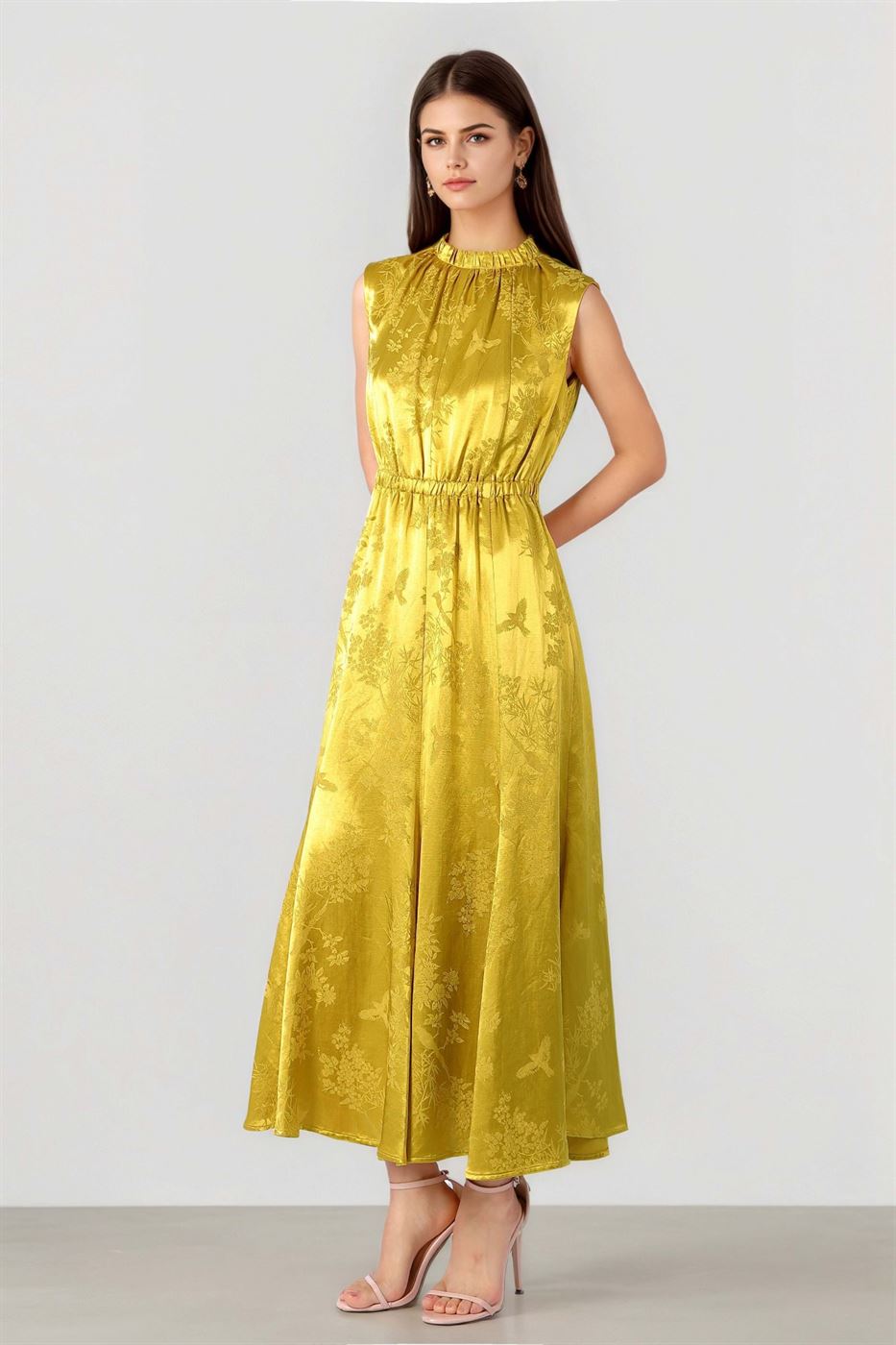 Pleated Sleeveless Midi Dress