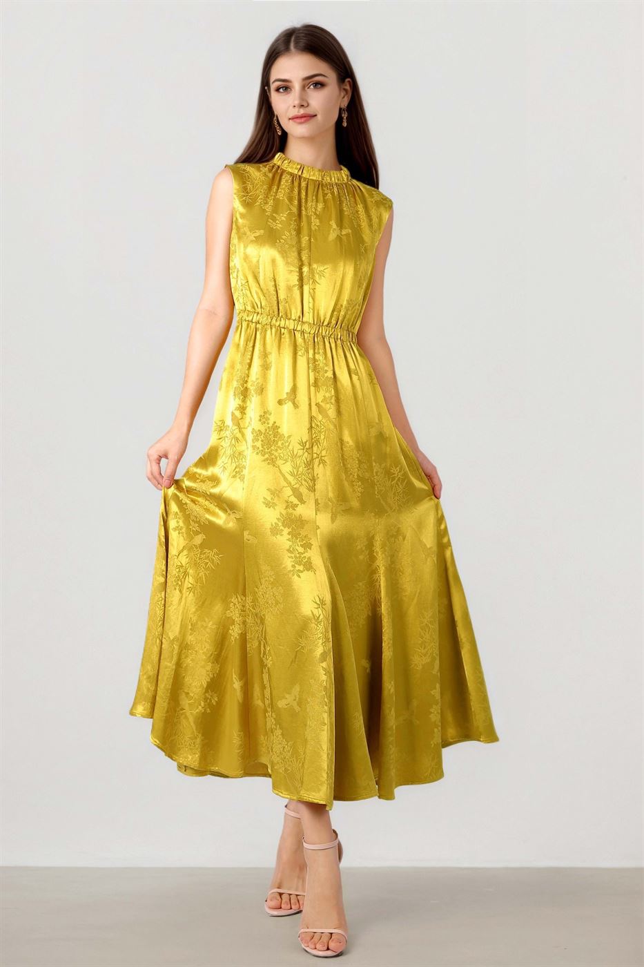 Pleated Sleeveless Midi Dress