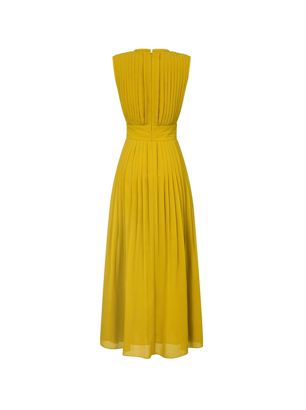 Olive Pleated Chiffon Dress