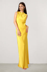 Elegant Satin Dress with Boat Neck