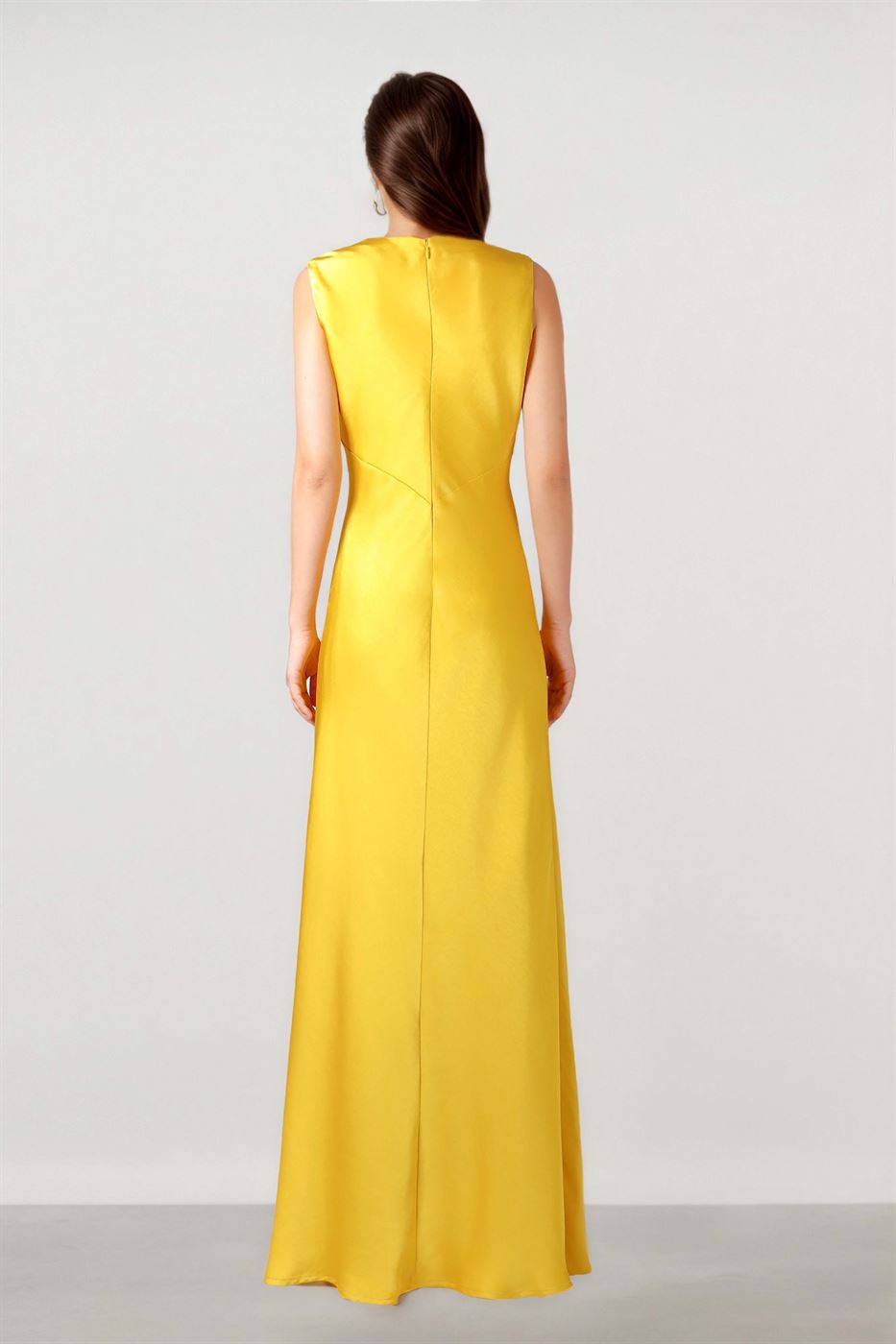 Elegant Satin Dress with Boat Neck