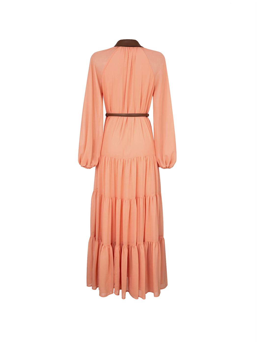 chiffon dress with a leather collar