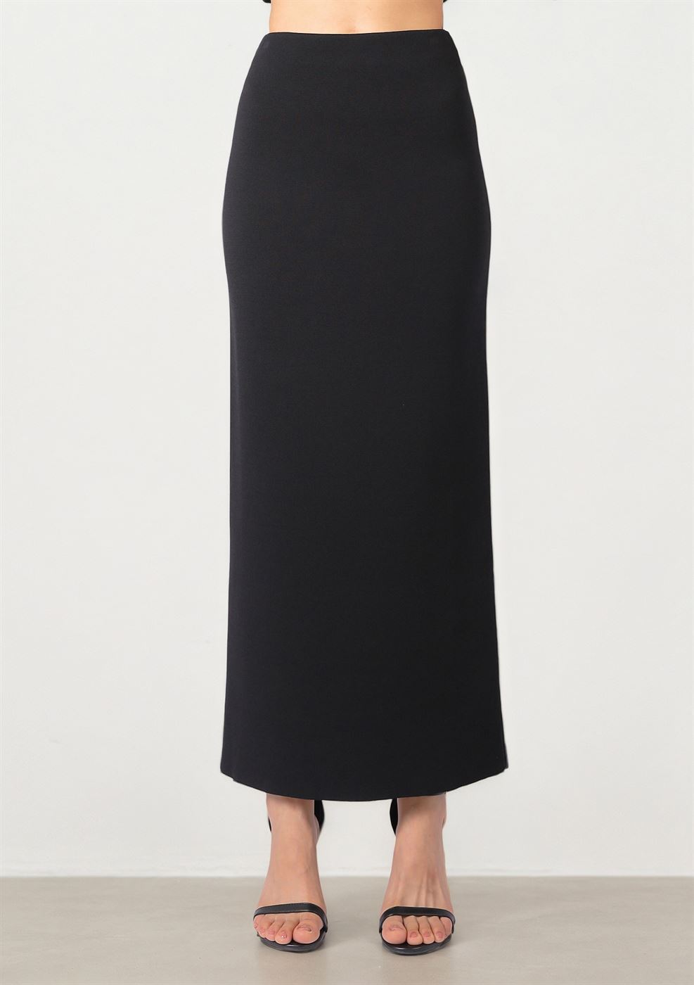 Two-Tone Knit Midi Skirt