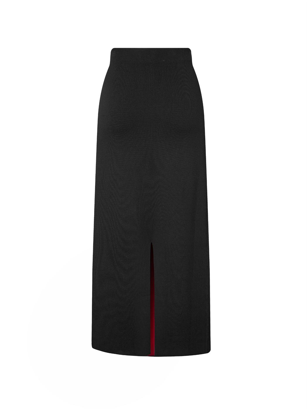 Two-Tone Knit Midi Skirt