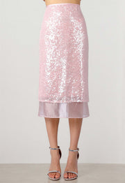 Sequin Organza Midi Skirt