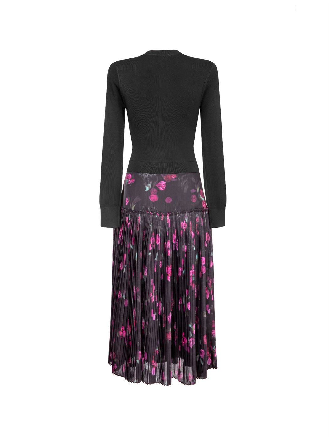 Knit & Chiffon Midi Dress
