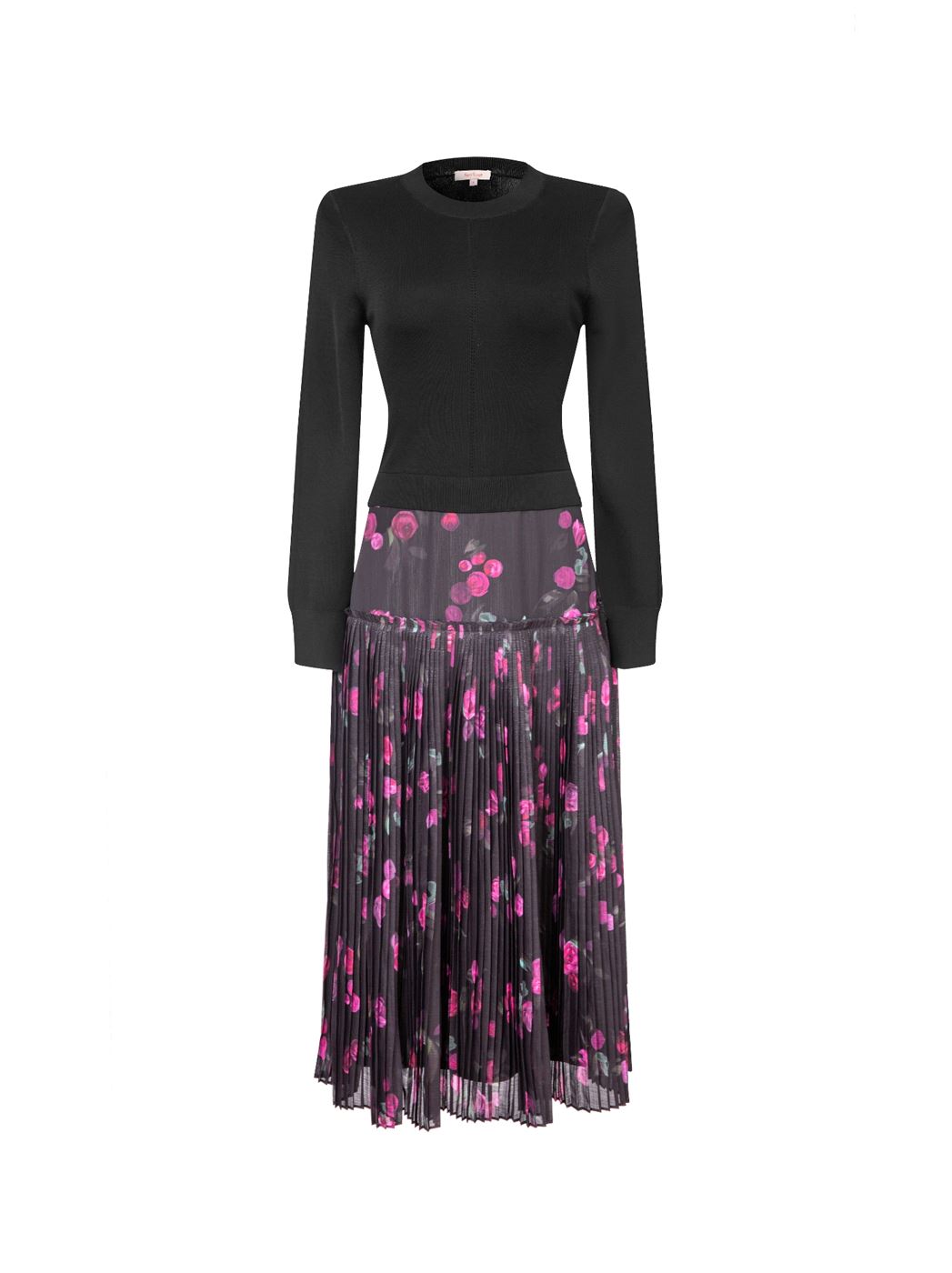 Knit & Chiffon Midi Dress