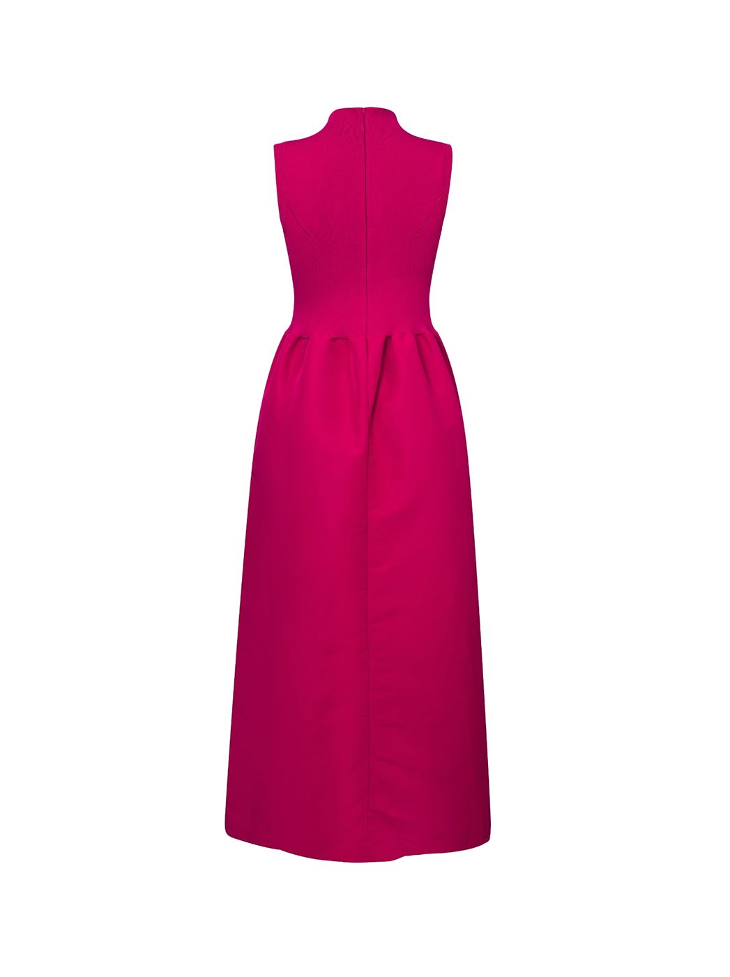 Fuchsia Dress with High Collar