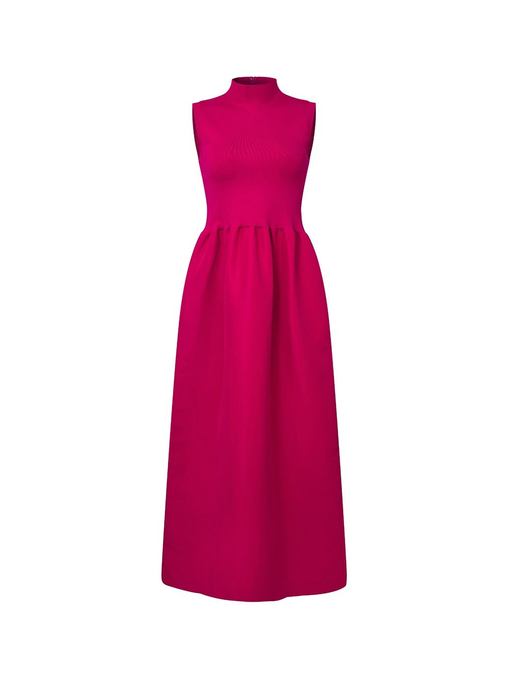 Fuchsia Dress with High Collar