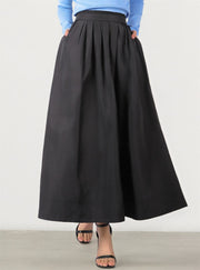 Taffeta Skirt with Lace-Trimmed Waist