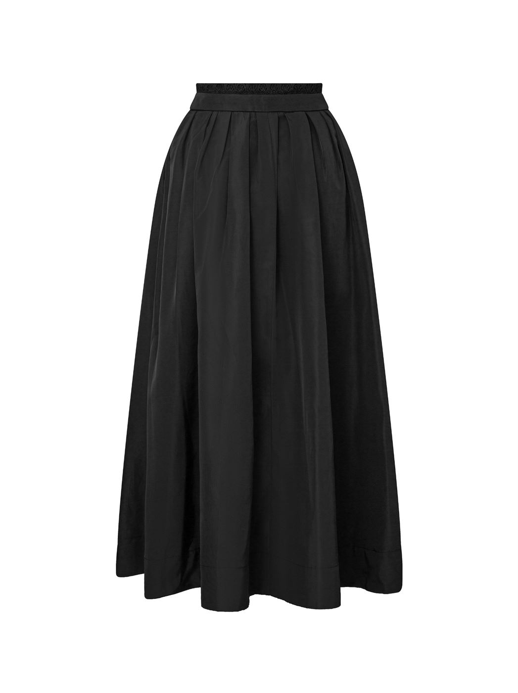 Taffeta Skirt with Lace-Trimmed Waist
