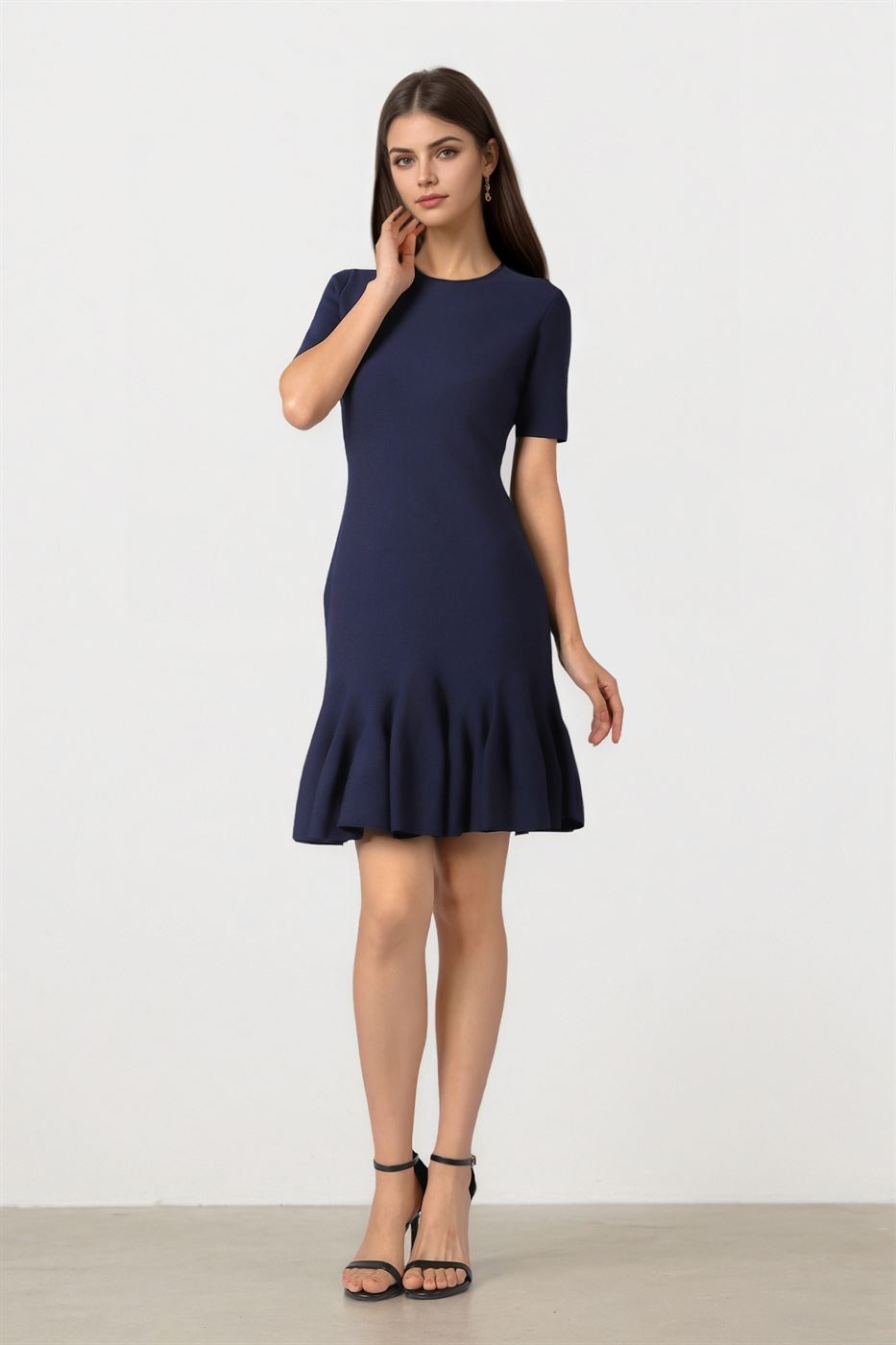 RUFFLE HEM KNITTED DRESS